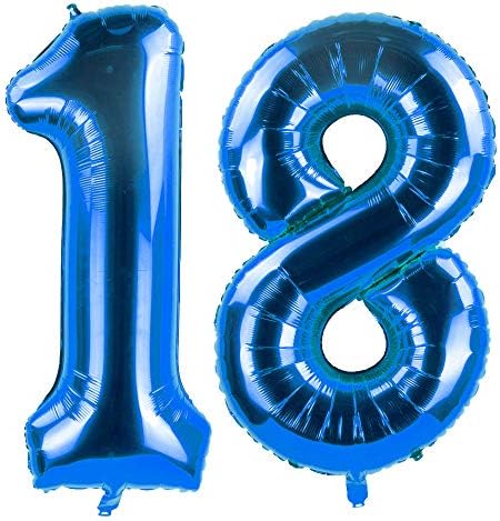 Blue 18 folie Mylar Number Balloons pentru livrări de decorare a petrecerii de 18 ani, 18 ani de la 40 inch.