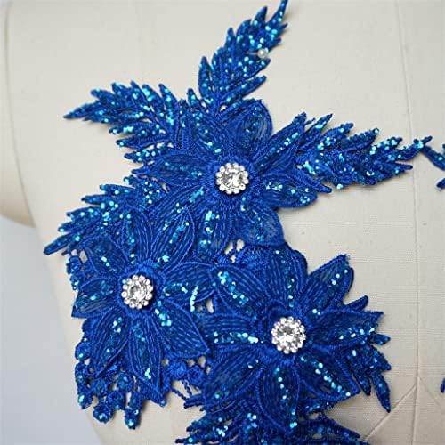 n/a 2pcs albastru paiete brodate aplicare cusut sclipici floare plasture rochie de mireasă rochie de mireasă