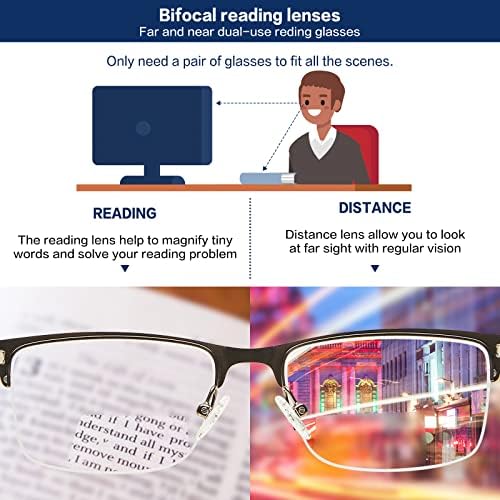 Kafirlo jumătate cadru ochelari de lectură bifocii bărbați modă albastru blocarea luminii de blocarea computerului cititor