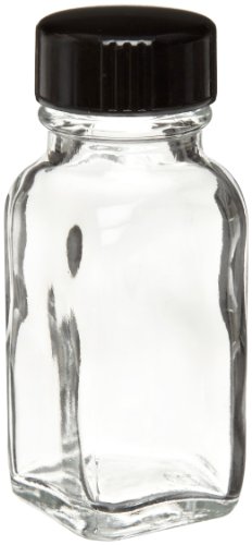 Wheaton W216890 sticlă pătrată Franceză, sticlă transparentă, Capacitate 1 oz cu capac filetat căptușit cu Poli-etanșare fenolică neagră 24-400, diametru 31mm x 72mm