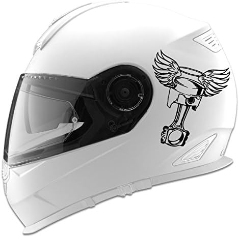 Piston cu aripi de înger auto automobil de curse de motocicletă Decal de cască - 5 - alb