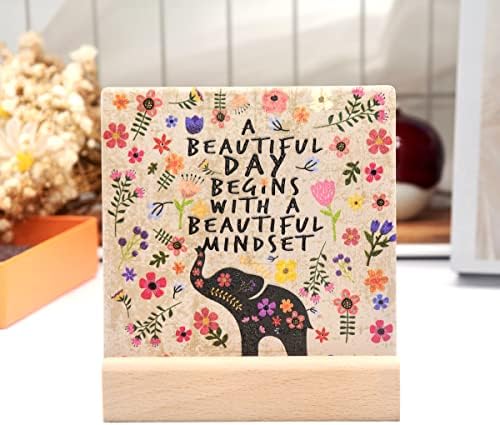 Citate Inspiraționale Cadouri De Decor De Birou Pentru Femei Fete Prieteni-Semn Motivațional Placă Ceramică Cu Suport Din Lemn-Inveseli