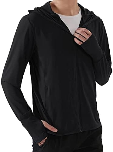Coofandy Men ' s Full Zip UPF 50 + jacheta lumina cu gluga protectie solara răcire Maneca lunga tricouri cu buzunare