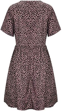 Aleola Fashion Women Casual Casual plus dimensiuni cu mânecă scurtă leopard imprimare o rochie cu gât
