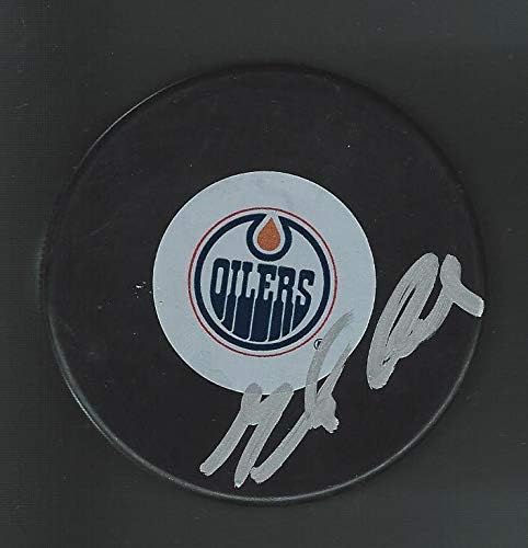 Glen Cochrane a semnat pucul Edmonton Oilers-pucuri NHL cu autograf