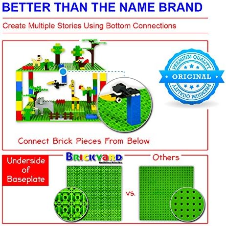 Blocuri de construcție Brickyard Lego placă de bază compatibilă-pachet de 4 plăci de bază Mari de 10 x 10 Inch pentru cărămizi