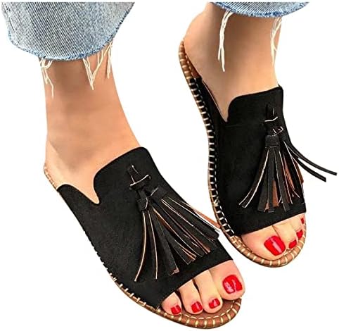 Papuci pentru Platforma de vară pentru femei Espadrille Sandals Fashion Fringe Vintage Open Toe Slip pe pantofi roman Slide