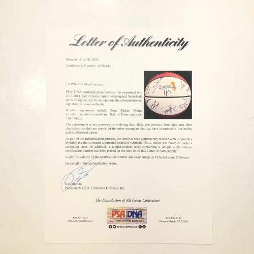 2013-14 Echipa Spurs a semnat baschet PSA/ADN autografat LOA - baschet autografat