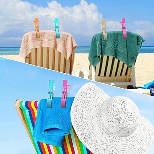 Clipuri de prosop de plajă TWGJM, 8 pachete de plajă pentru scaun de plajă Pini de haine colorate din plastic pentru pături,