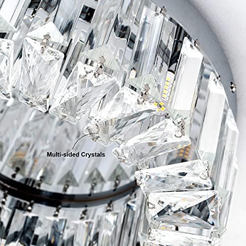 Corp de lumină modernă cu plafon de cristal cu led montare ， crom 11.8 '' rotund LED aproape de corpuri de lumină pentru a