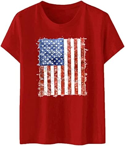 Noua Zi Femei Tricou Femei America Flag Print O Gât Maneca Scurta Bluza Topuri Tees T Shirt Plus Dimensiune Dressy Topuri
