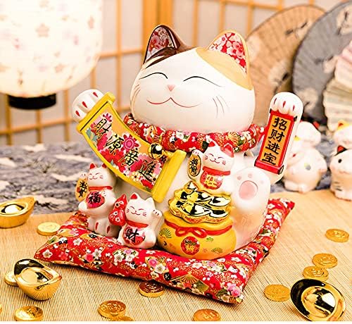 Fayang Maneki Neko, Lucky Fortune Cat, 11 Beckoning Ceramic Maneki Neko, pisică mare norocoasă, pisică japoneză norocoasă,