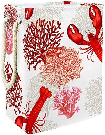 Coș de haine DJROW Tropical Marine homar ancoră Corali coșuri de depozitare a rufelor cu suporturi detașabile Upgrade coș de