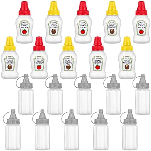20 de bucăți sticle de stoarcere Mini sticle de Ketchup sticlă de stropire distribuitor de ulei din plastic recipiente portabile