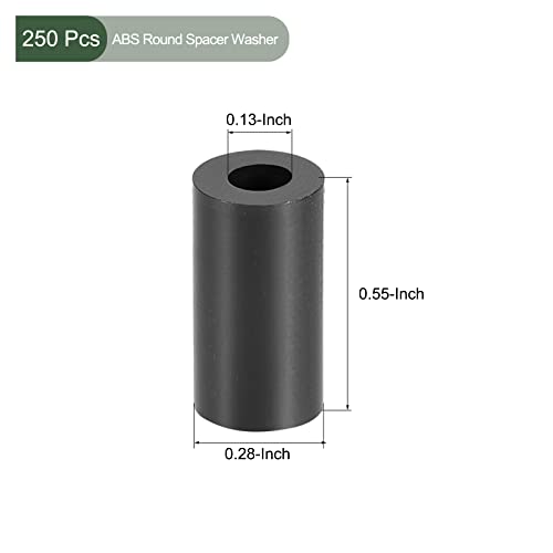 Yokive 250 buc distanțier rotund negru, nu șaiburi filetate cu efect de izolare ridicat, mențineți înălțimea consistentă, excelentă