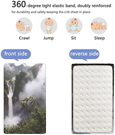 Mini cearșafuri pentru pătuț cu tematică Rainforest, Mini cearșafuri portabile pentru pătuț material Ultra moale-cearșafuri